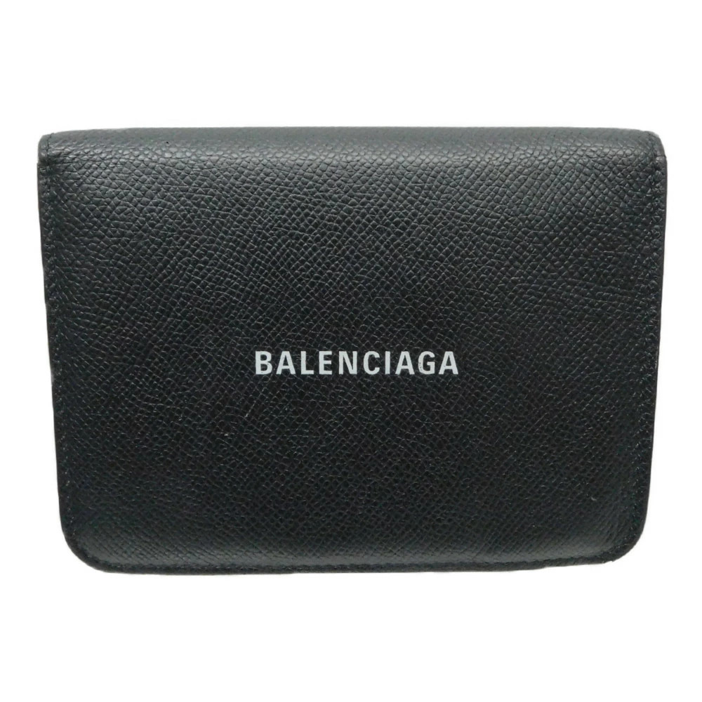BALENCIAGA Wallet Bi fold Black Compact Snap Button Closure